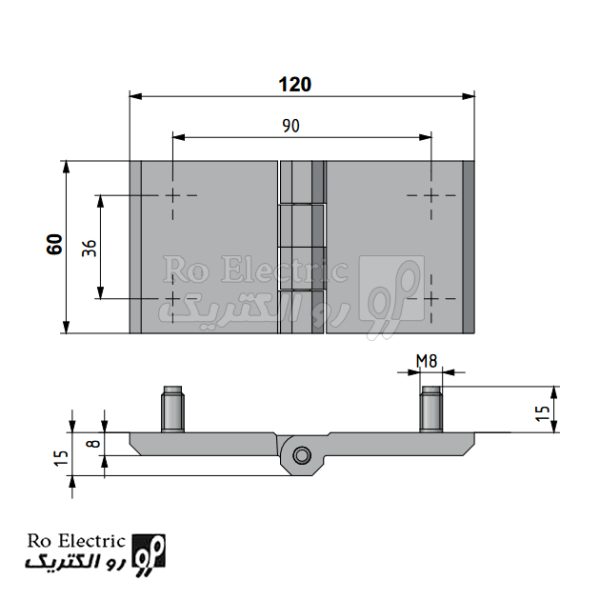 نقشه لولا روکار پیچ نصب 120x60