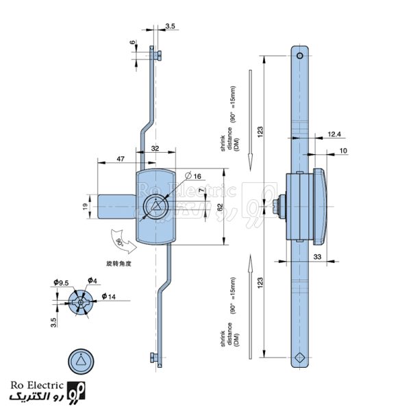 نقشه قفل سرتاسری مثلثی میله خور MS 730-3