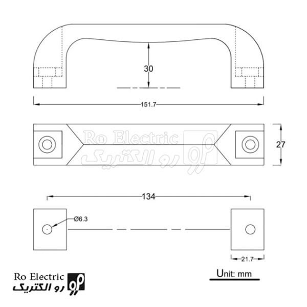 نقشه دستگیره رو کار Handle 086-B