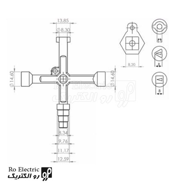 نقشه آچار 6 کاره تمام فلزی Multiple Key 310-6-V1